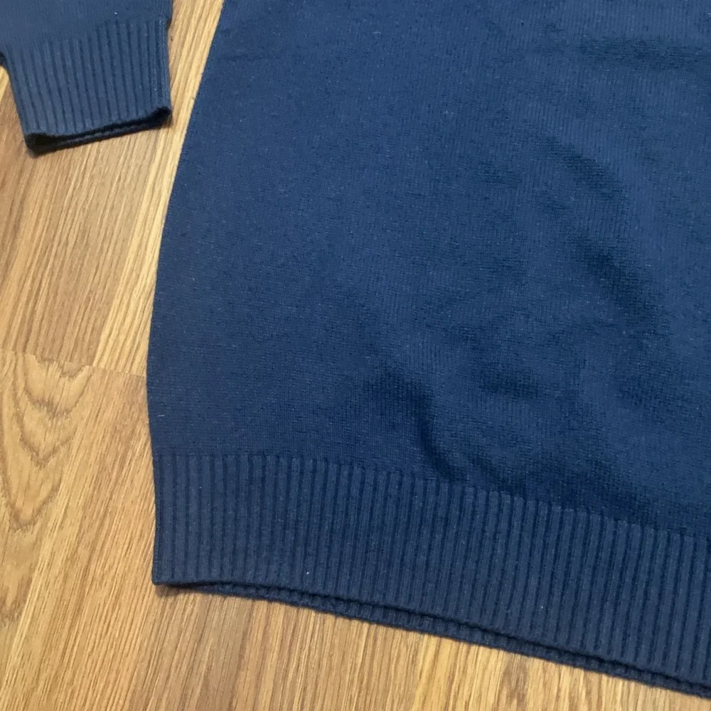 L.L. Bean Sweater Mens Large Tall Lambswool V-Neck Navy Pullover